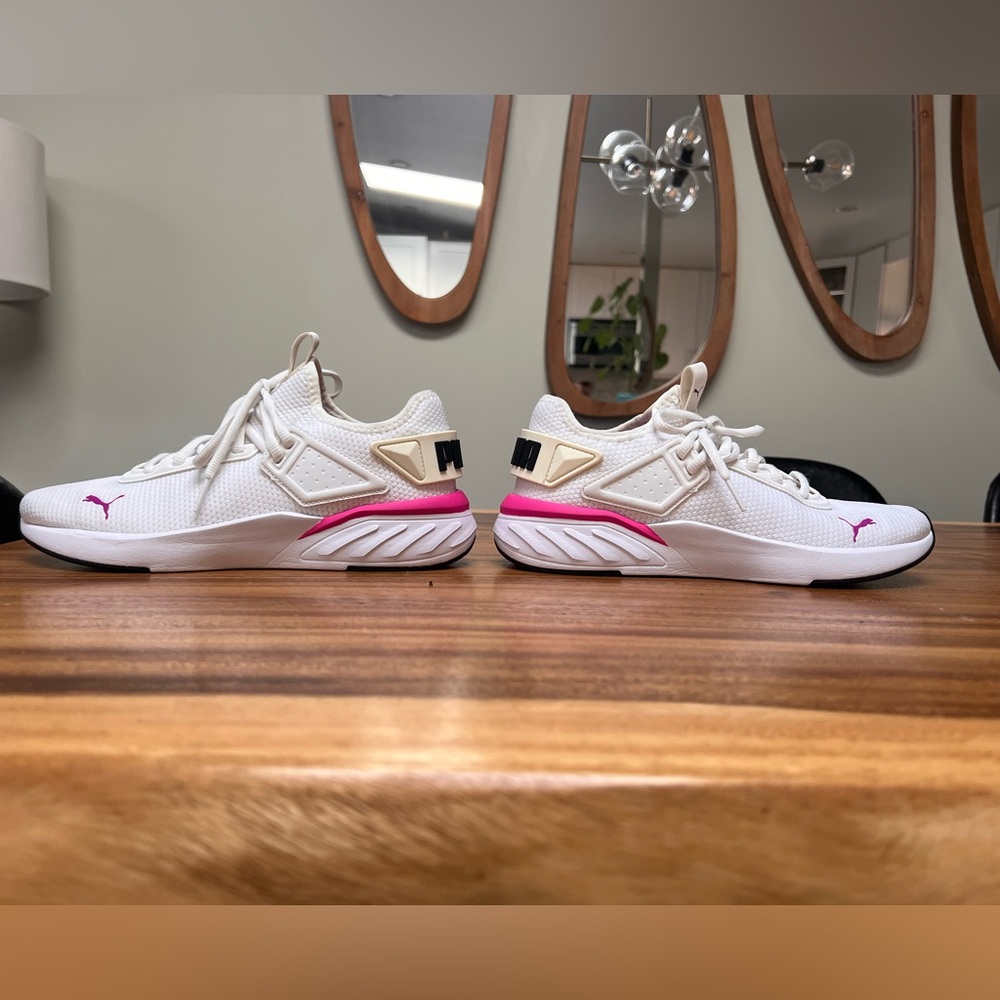 PUMA Women's White Sneakers with Pink Highlights